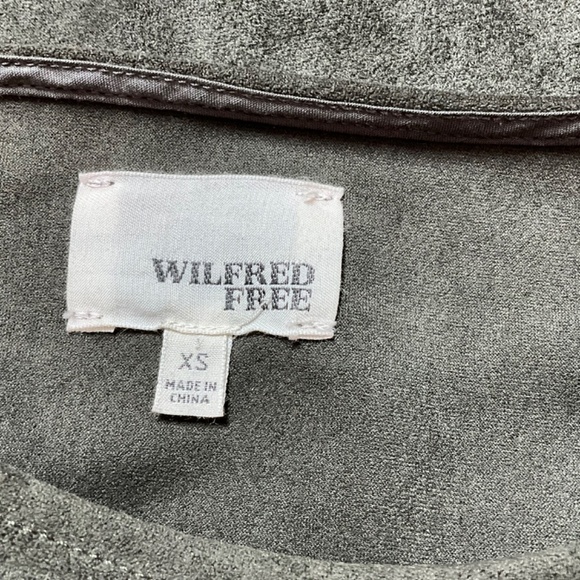 ARITZIA Wilfred Free Nori Faux Suede Mini Shift Dress in Olive w/ Pockets Sz XS - Picture 5 of 11